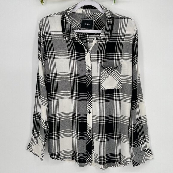Rails Hunter Button Down Shirt Size Large white black‎ grey flannel - Picture 2 of 9